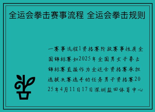 全运会拳击赛事流程 全运会拳击规则